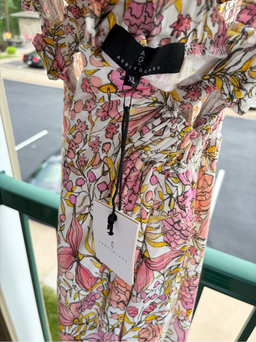 🆕💖 Abbey Glass XL Floral Linen Blend Smocked Maxi Dress Cottagecore Sundress - Picture 16 of 17